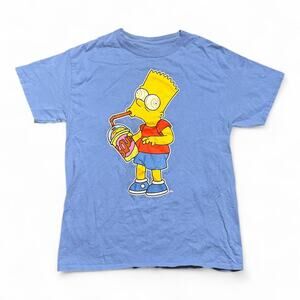 The Simpsons Bart Squishee Tee – Periwinkle Y2K Cartoon-Core Big Front Print